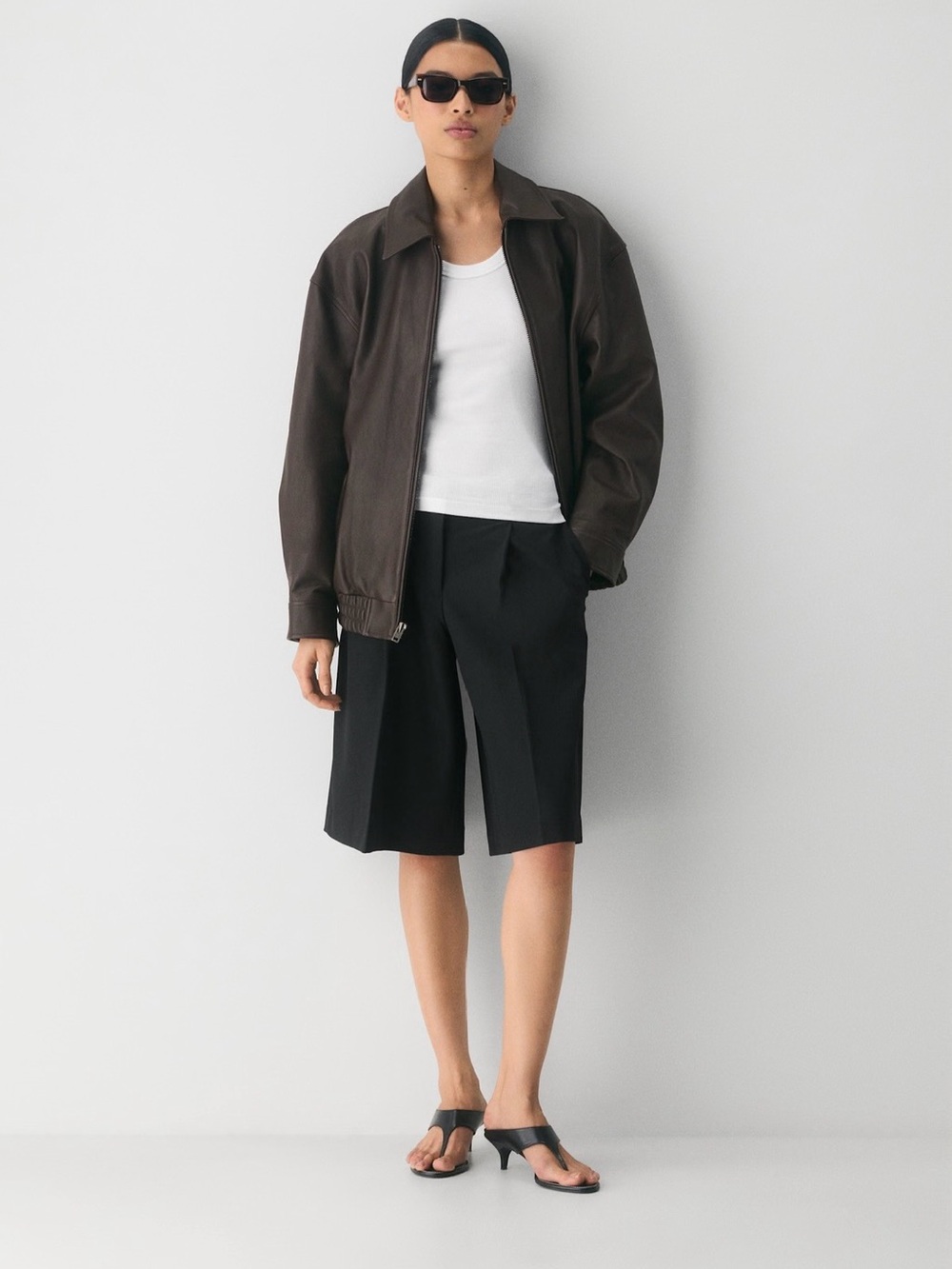 Aritzia leather bomber jacket